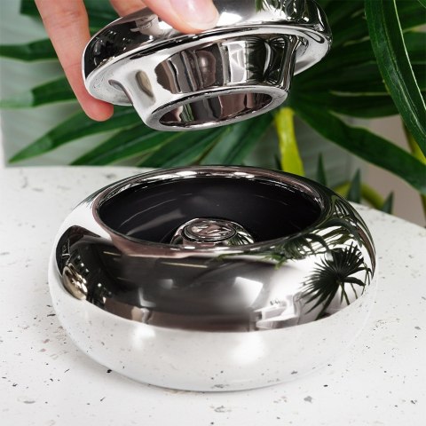 Popielniczka dolomit srebrna okrągła popielnica 11cm VILDE 489318-S