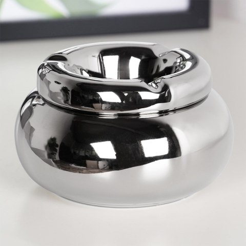 Popielniczka dolomit srebrna okrągła popielnica 11cm VILDE 489318-S