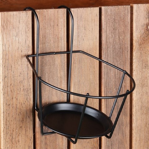 Uchwyt balkonowy na doniczkę donicę metalowy czarny VILDE 569959