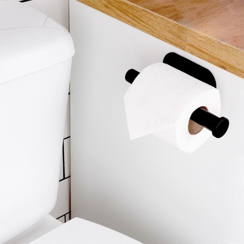 Uchwyt wieszak na papier toaletowy stalowy czarny VILDE 568070
