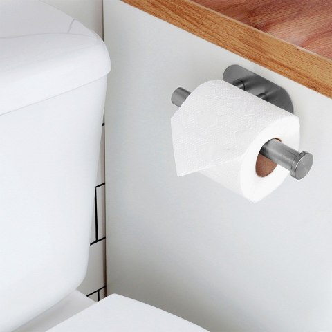 Uchwyt wieszak na papier toaletowy stalowy srebrny VILDE 568072