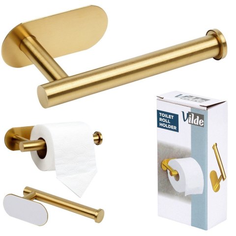 Uchwyt wieszak na papier toaletowy stalowy złoty VILDE 568071