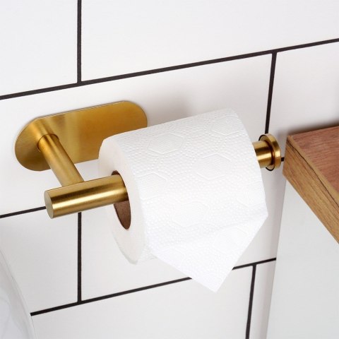 Uchwyt wieszak na papier toaletowy stalowy złoty VILDE 568071