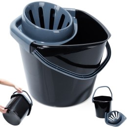 Wiadro do mopa z wyciskaczem plastikowe czarne 10L VILDE 779081