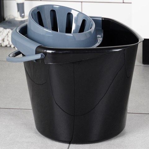Wiadro do mopa z wyciskaczem plastikowe czarne 10L VILDE 779081
