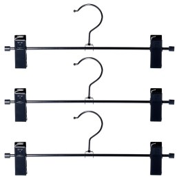 Wieszak na spodnie metalowy czarny z klipsami 3 sztuki VILDE 569978