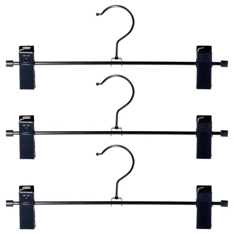 Wieszak na spodnie metalowy czarny z klipsami 3 sztuki VILDE 569978