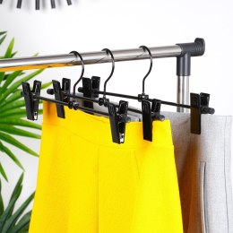 Wieszak na spodnie metalowy czarny z klipsami 3 sztuki VILDE 569978