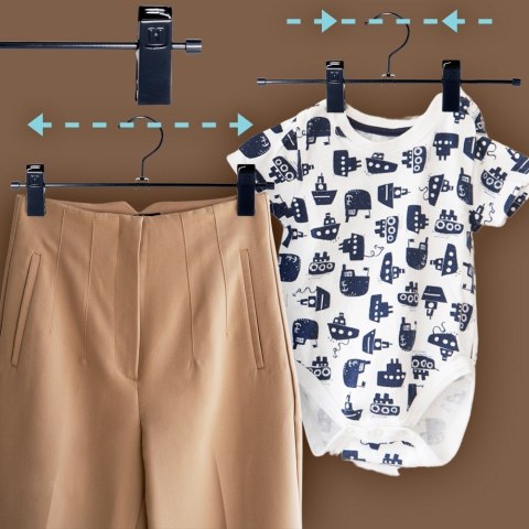 Wieszak na spodnie metalowy czarny z klipsami 3 sztuki VILDE 569978