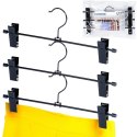 Wieszak na spodnie metalowy czarny z klipsami 3 sztuki VILDE 569978