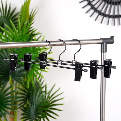 Wieszak na spodnie metalowy czarny z klipsami 3 sztuki VILDE 569978