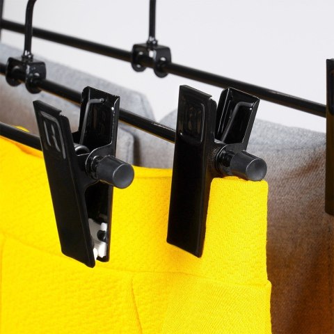 Wieszak na spodnie metalowy czarny z klipsami 3 sztuki VILDE 569978