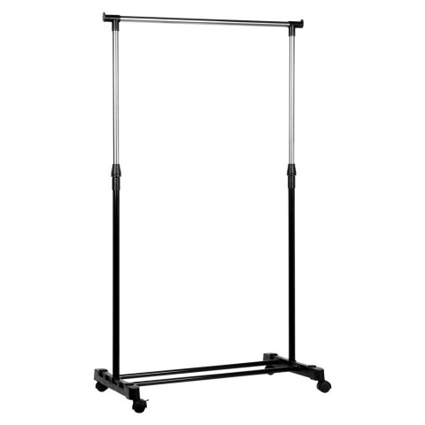 Wieszak stojący na ubrania metalowy czarny na kółkach 140cm VILDE 568069