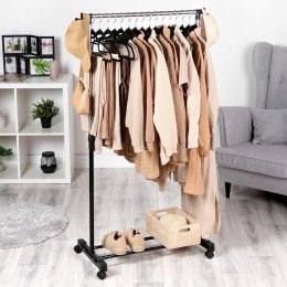 Wieszak stojący na ubrania metalowy czarny na kółkach 140cm VILDE 568069