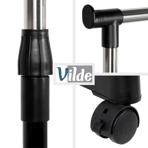 Wieszak stojący na ubrania metalowy czarny na kółkach 140cm VILDE 568069