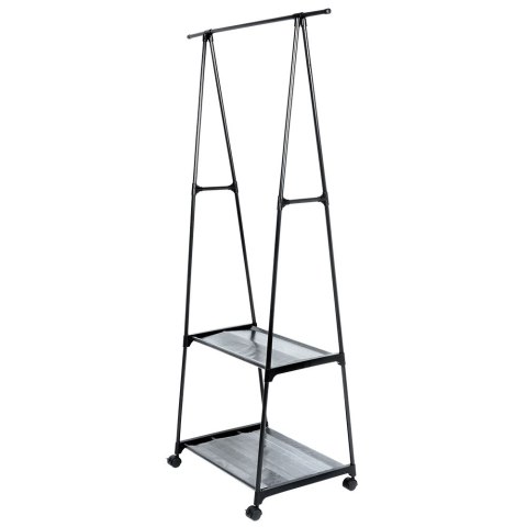 Wieszak stojący na ubrania metalowy czarny na kółkach 88x44x160cm VILDE 568022