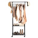 Wieszak stojący na ubrania metalowy czarny na kółkach 88x44x160cm VILDE 568022