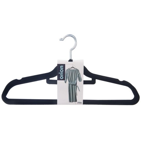 Wieszaki na ubrania welurowe czarne obrotowe 45x23.5cm 5 sztuk ORION 830747