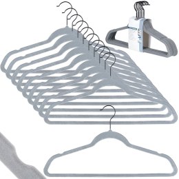 Wieszaki na ubrania welurowe szare obrotowe 45x24.5cm 10 sztuk VILDE 569964