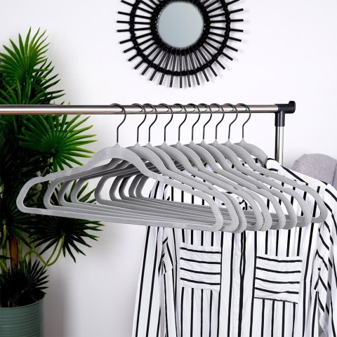 Wieszaki na ubrania welurowe szare obrotowe 45x24.5cm 10 sztuk VILDE 569964