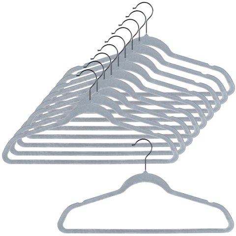 Wieszaki na ubrania welurowe szare obrotowe 45x24.5cm 10 sztuk VILDE 569964