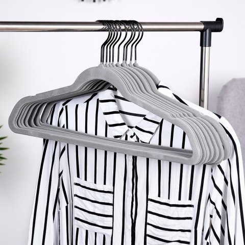 Wieszaki na ubrania welurowe szare obrotowe 45x24.5cm 10 sztuk VILDE 569964