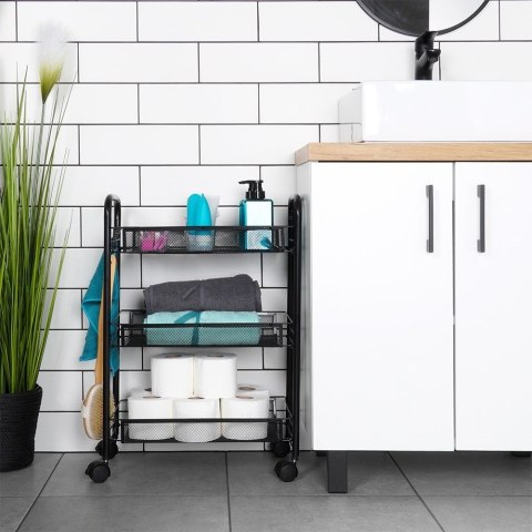 Wózek do przechowywania metalowy czarny 3-poziomowy VILDE 568029