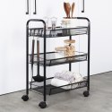 Wózek do przechowywania metalowy czarny 3-poziomowy VILDE 568029