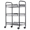 Wózek do przechowywania metalowy czarny 3-poziomowy VILDE 568029
