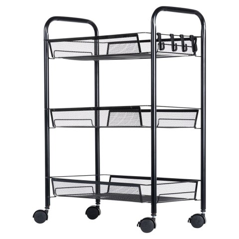 Wózek do przechowywania metalowy czarny 3-poziomowy VILDE 568029