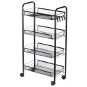 Wózek do przechowywania metalowy czarny 4-poziomowy VILDE 568028