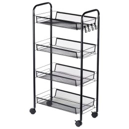Wózek do przechowywania metalowy czarny 4-poziomowy VILDE 568028