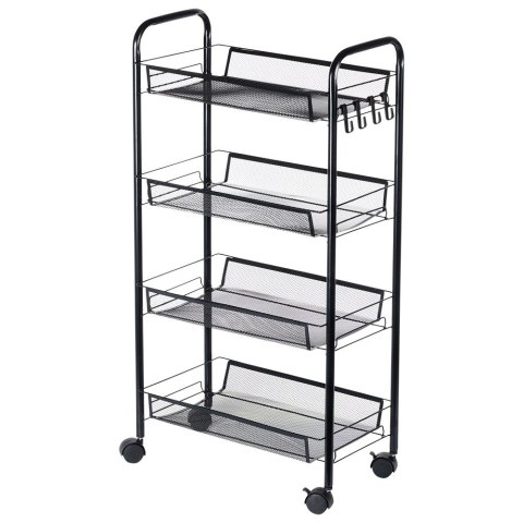 Wózek do przechowywania metalowy czarny 4-poziomowy VILDE 568028