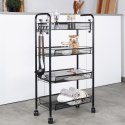 Wózek do przechowywania metalowy czarny 4-poziomowy VILDE 568028