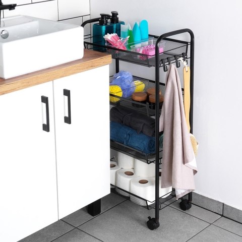 Wózek do przechowywania metalowy czarny 4-poziomowy VILDE 568028