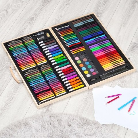 Zestaw artystyczny do malowania w drewnianej walizce 180-ele FREE & EASY 489323