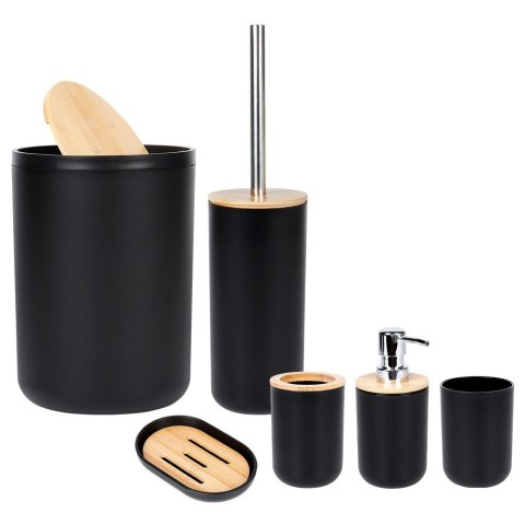 Zestaw łazienkowy do łazienki dozownik kubek czarny 6-ele VILDE 568053