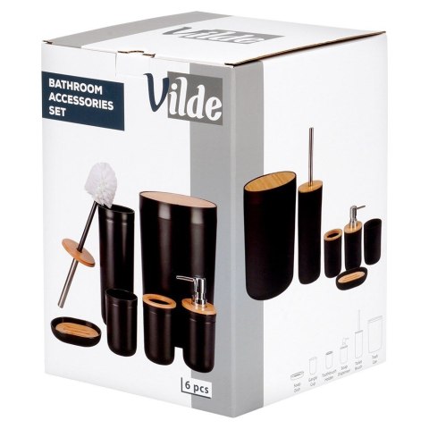 Zestaw łazienkowy do łazienki dozownik kubek czarny 6-ele VILDE 568053