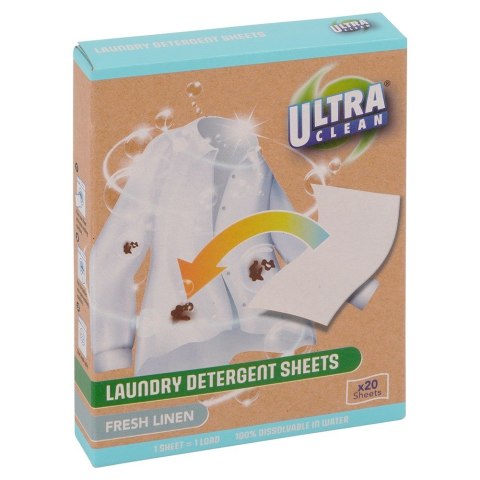 Chusteczki listki piorące rozpuszczalne 20 sztuk ULTRA CLEAN 779101