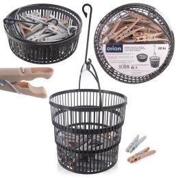 Klamerki na pranie do prania w składanym koszyku 50 sztuk ORION 531157