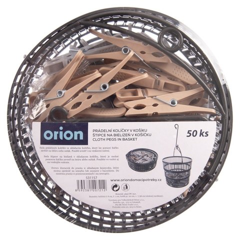 Klamerki na pranie do prania w składanym koszyku 50 sztuk ORION 531157