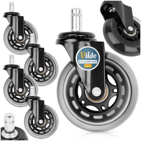 Kółka do fotela kauczukowe 7.5cm / 11 mm 5 sztuk VILDE 569998