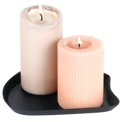 Podstawka pod kompozycje dekoracyjne świece metalowa czarna 17x15.5cm VILDE 568094