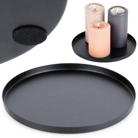 Podstawka pod kompozycje dekoracyjne świece metalowa czarna 21.5cm VILDE 568089