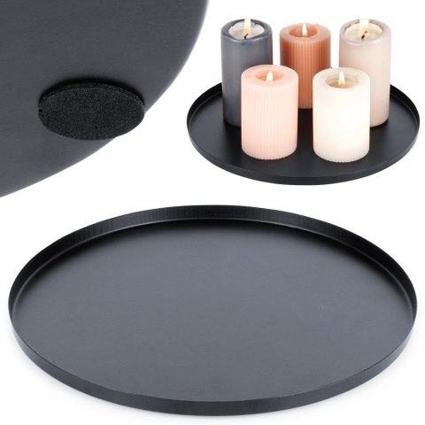 Podstawka pod kompozycje dekoracyjne świece metalowa czarna 30cm VILDE 568090