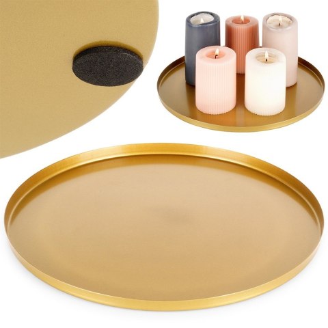Podstawka pod kompozycje dekoracyjne świece metalowa złota 30cm VILDE 568092