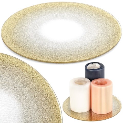 Podstawka pod kompozycje dekoracyjne świece szklana lustrzana brokatowa 20cm VILDE 568086