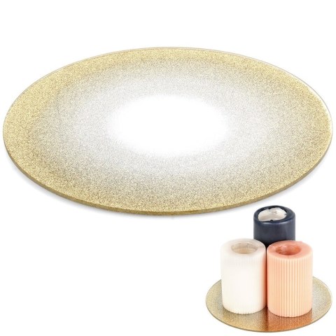 Podstawka pod kompozycje dekoracyjne świece szklana lustrzana brokatowa 20cm VILDE 568086