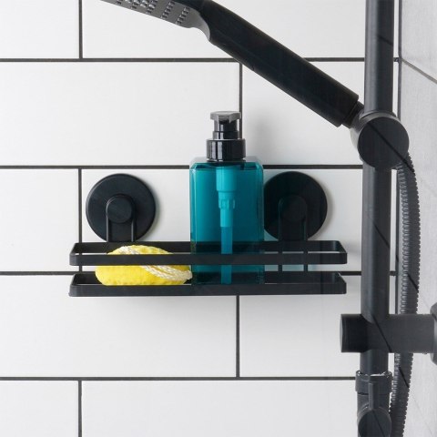 Półka pod prysznic do łazienki łazienkowa metalowa czarna na przyssawki 25x10x8.5cm BATHROOM SOLUTIONS 567008