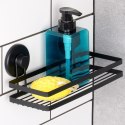 Półka pod prysznic do łazienki łazienkowa metalowa czarna na przyssawki 25x10x8.5cm BATHROOM SOLUTIONS 567008